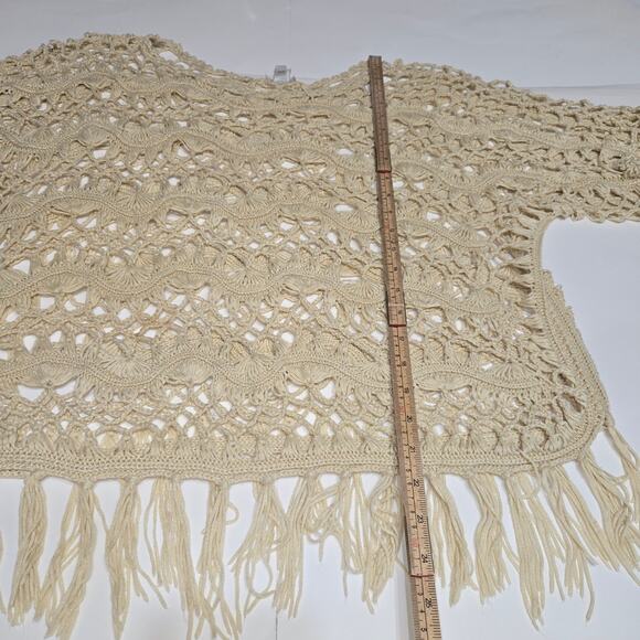 Chicos Womens Size 1 Medium Open Crochet Top Pullover Boho Hippie Festival - Picture 6 of 11